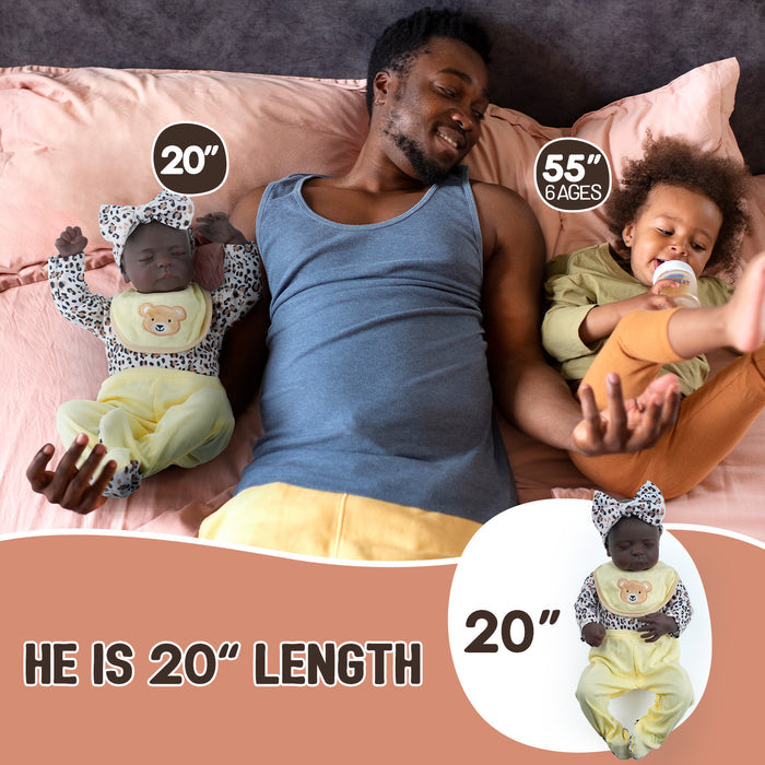 Babeside Noah 20" Realistic Reborn Baby Dolls Infant Boy Adorable African American Asleep