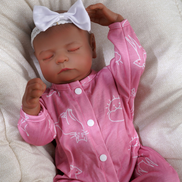 Babeside Noah 20" Realistic Reborn Baby Dolls Infant Girl Adorable African American Asleep Pink