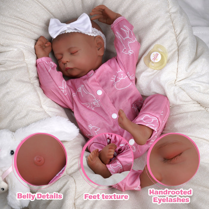 Babeside Noah 20" Realistic Reborn Baby Dolls Infant Girl Adorable African American Asleep Pink