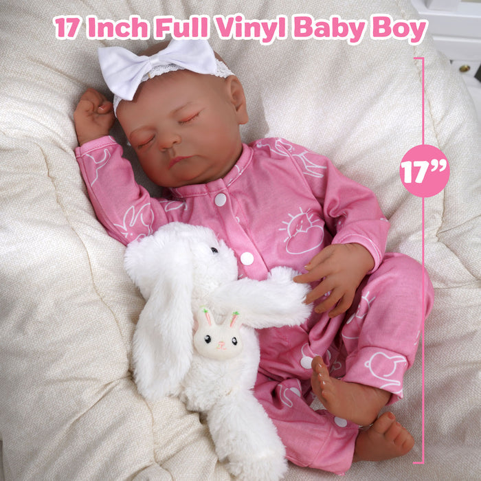 Babeside Noah 20" Realistic Reborn Baby Dolls Infant Girl Adorable African American Asleep Pink