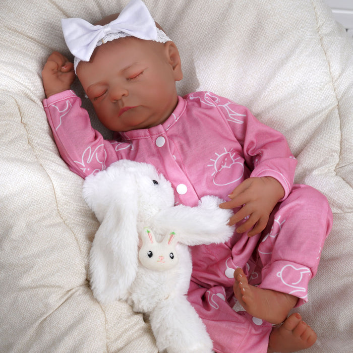 Babeside Noah 20" Realistic Reborn Baby Dolls Infant Girl Adorable African American Asleep Pink