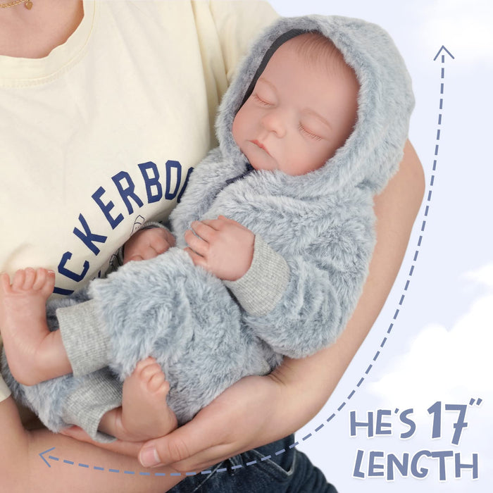 Babeside Noah Realistic 20" Infant Truly Reborn Baby Doll Boy Grey Sweater