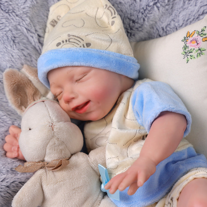 Babeside Olivia 12'' Full Silicone Reborn Baby Dolls Boy That Look Real Sleeping Smiling Blue