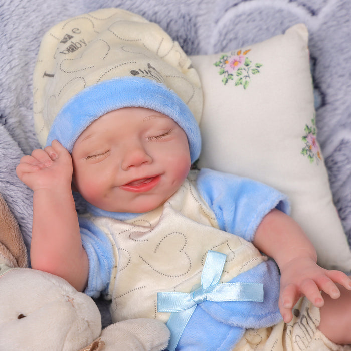 Babeside Olivia 12'' Full Silicone Reborn Baby Dolls Boy That Look Real Sleeping Smiling Blue