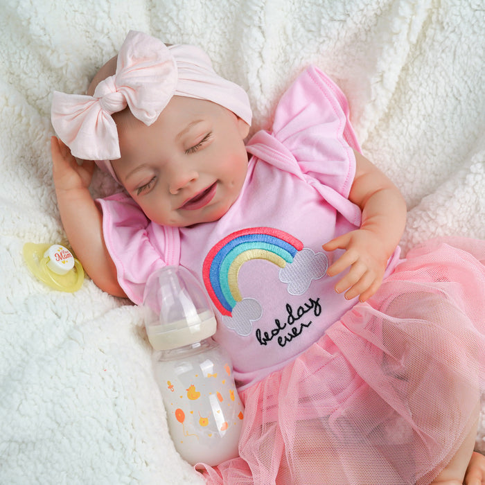 Babeside Olivia 20'' Adorable Reborn Baby Doll Sleeping Girl Pink Suit & Bow Headband