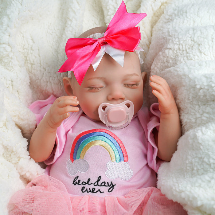 Babeside Olivia 20'' Adorable Reborn Baby Doll Sleeping Girl Pink Suit & Bow Headband