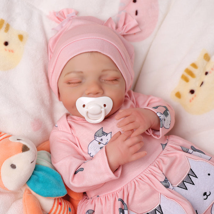 Babeside Olivia 20" Realistic Reborn Baby Dolls Infant Adorable Smiling Girl Pink Kitten
