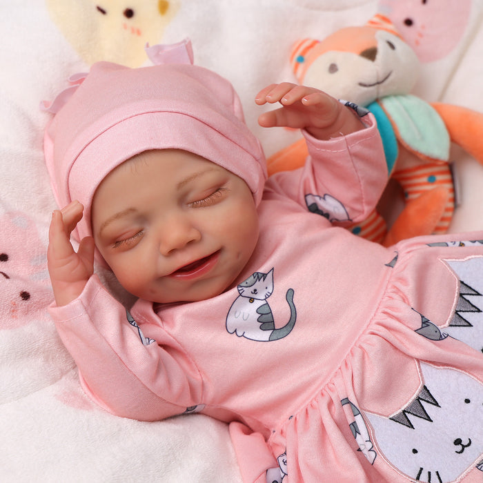 Babeside Olivia 20" Realistic Reborn Baby Dolls Infant Adorable Smiling Girl Pink Kitten