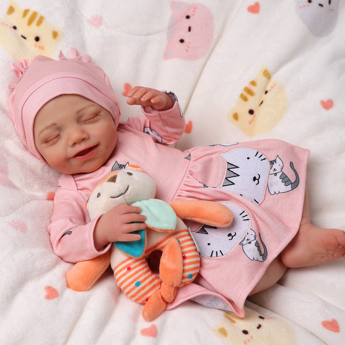 Babeside Olivia 20" Realistic Reborn Baby Dolls Infant Adorable Smiling Girl Pink Kitten