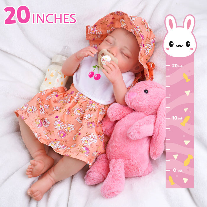 Babeside Olivia 20" Realistic Reborn Baby Dolls Infant Adorable Smiling Girl Sleeping Floral Dress