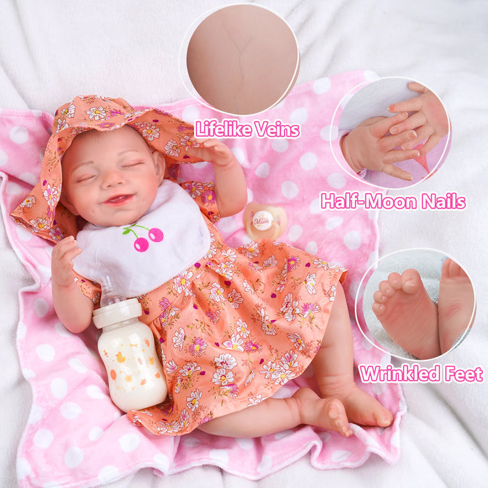Babeside Olivia 20" Realistic Reborn Baby Dolls Infant Adorable Smiling Girl Sleeping Floral Dress
