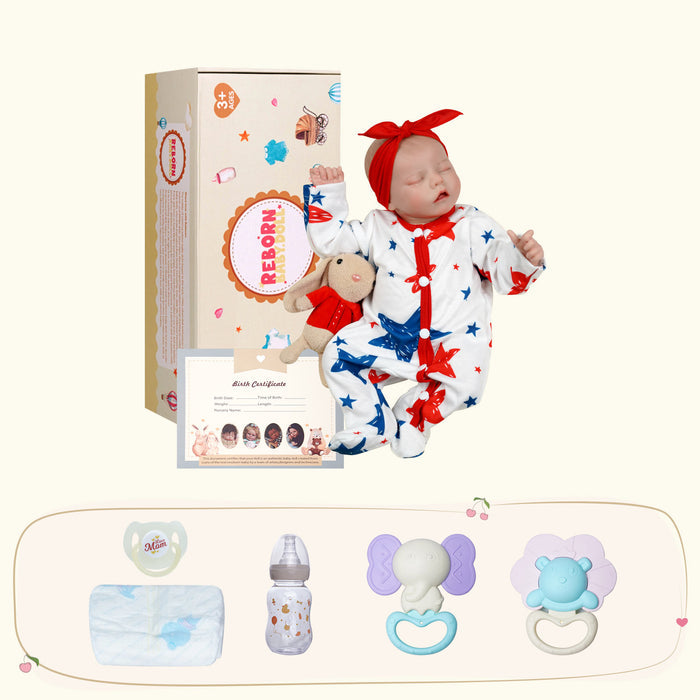 Babeside Real Lifelike Asleep Super Realistic Babies 17'' Cutest Newborn Baby Girls Doll Twinnie Looks Real