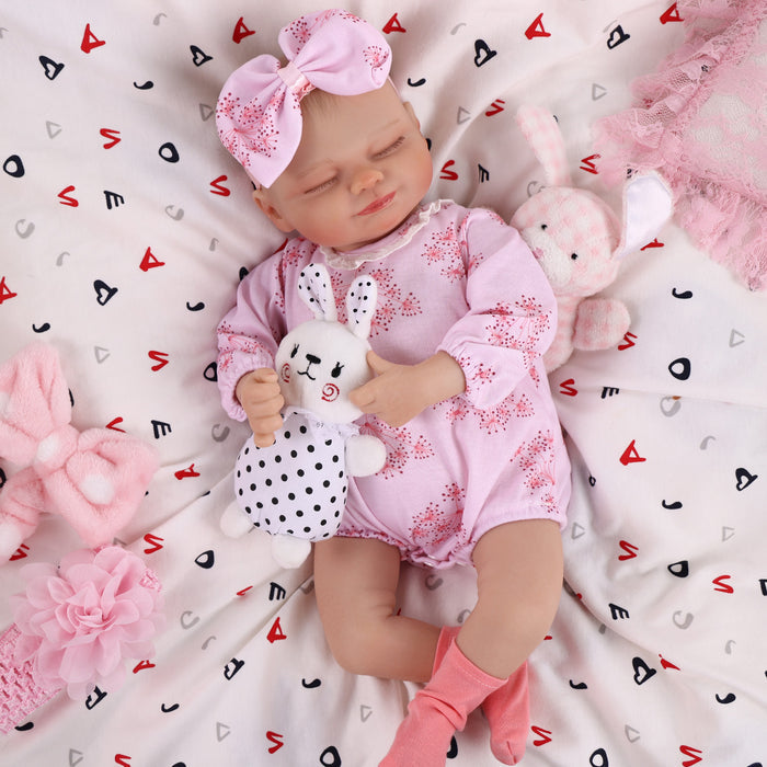 Babeside Realistic 17" Infant Truly Reborn Baby Doll Pink Dandelion Jumpsuit Girl Skylar