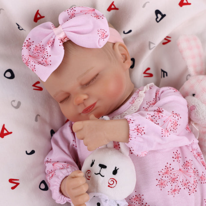 Babeside Realistic 17" Infant Truly Reborn Baby Doll Pink Dandelion Jumpsuit Girl Skylar