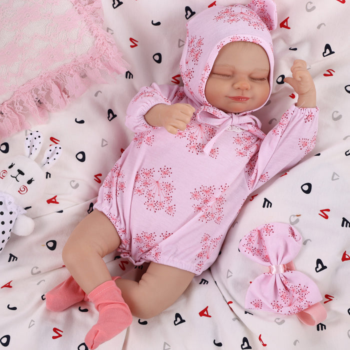 Babeside Realistic 17" Infant Truly Reborn Baby Doll Pink Dandelion Jumpsuit Girl Skylar
