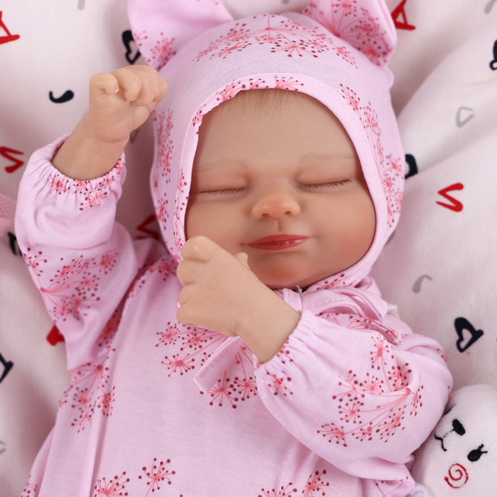 Babeside Realistic 17" Infant Truly Reborn Baby Doll Pink Dandelion Jumpsuit Girl Skylar