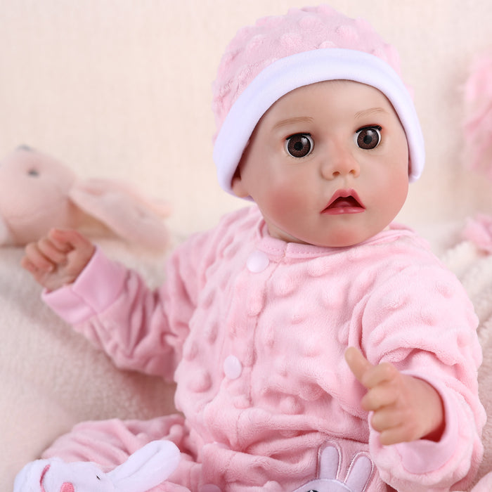 Babeside Realistic 17" Newborn Baby Pink Girl Twinnie Open & Close Eyes