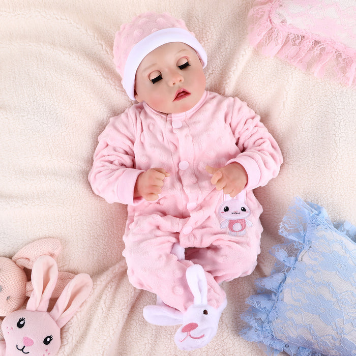 Babeside Realistic 17" Newborn Baby Pink Girl Twinnie Open & Close Eyes