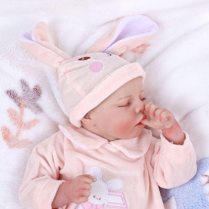Babeside Realistic 17" Newborn Truly Reborn Baby Doll Pink Bunny Girl Twinnie