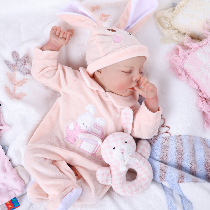 Babeside Realistic 17" Newborn Truly Reborn Baby Doll Pink Bunny Girl Twinnie