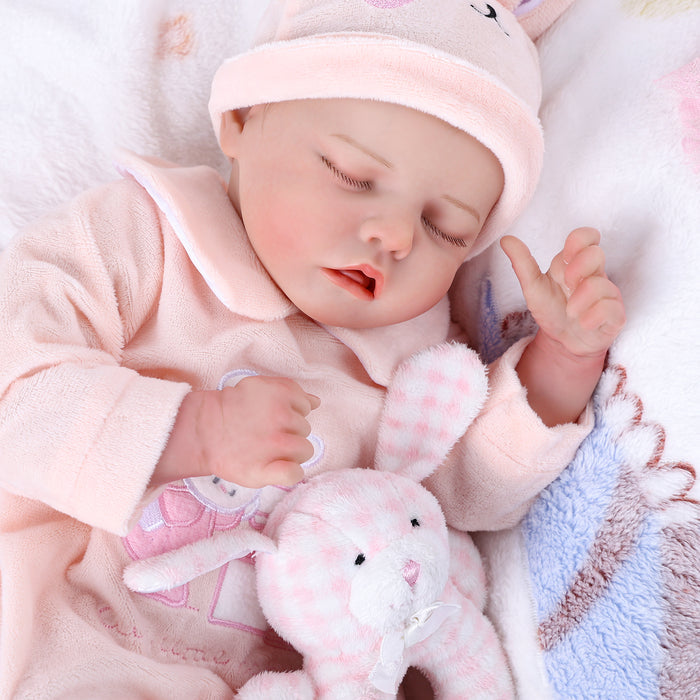 Babeside Realistic 17" Newborn Truly Reborn Baby Doll Pink Bunny Girl Twinnie