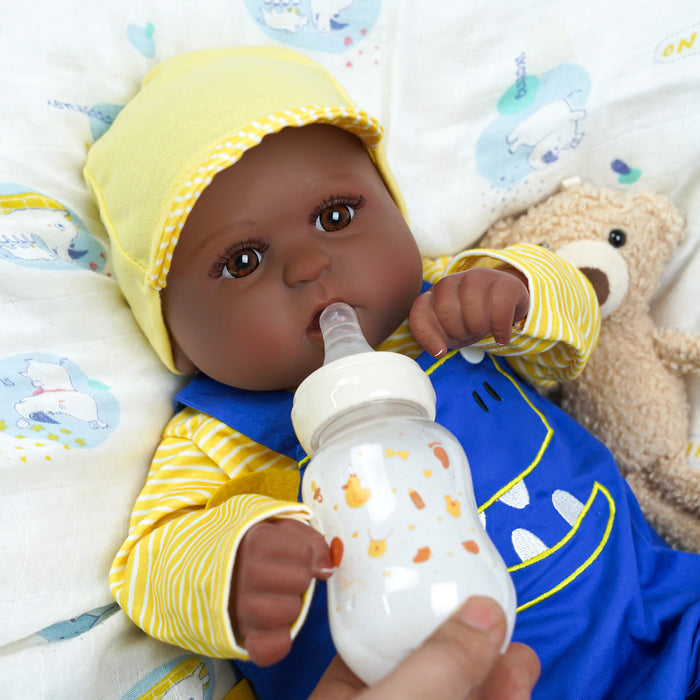 Babeside Realistic 20" Infant American African Blue Jumpsuit Reborn Baby Doll Boy Kimi
