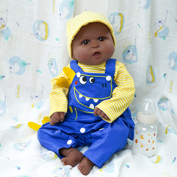 Babeside Realistic 20" Infant American African Blue Jumpsuit Reborn Baby Doll Boy Kimi