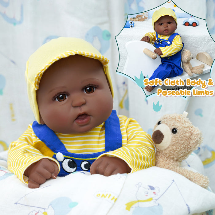Babeside Realistic 20" Infant American African Blue Jumpsuit Reborn Baby Doll Boy Kimi