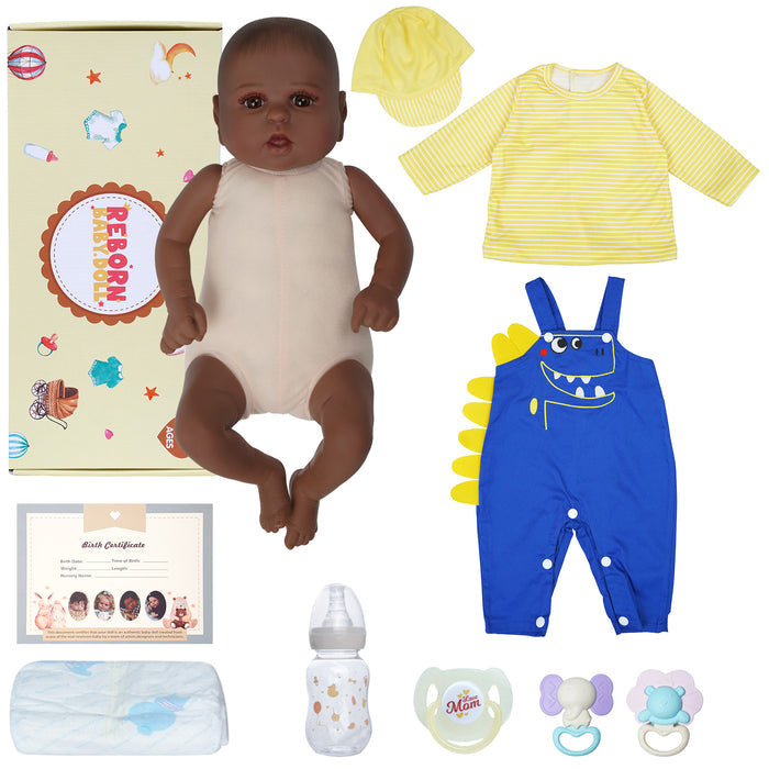 Babeside Realistic 20" Infant American African Blue Jumpsuit Reborn Baby Doll Boy Kimi