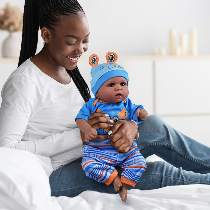 Babeside Realistic 20" Infant American African Blue Suit Reborn Baby Doll Boy Kimi