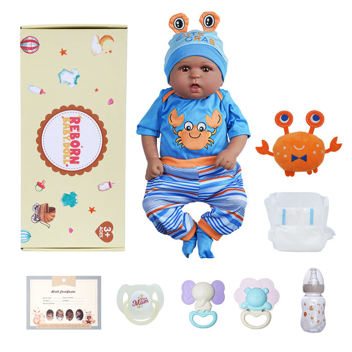 Babeside Realistic 20" Infant American African Blue Suit Reborn Baby Doll Boy Kimi
