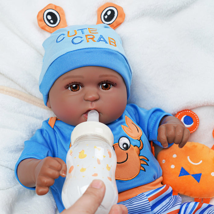 Babeside Realistic 20" Infant American African Blue Suit Reborn Baby Doll Boy Kimi