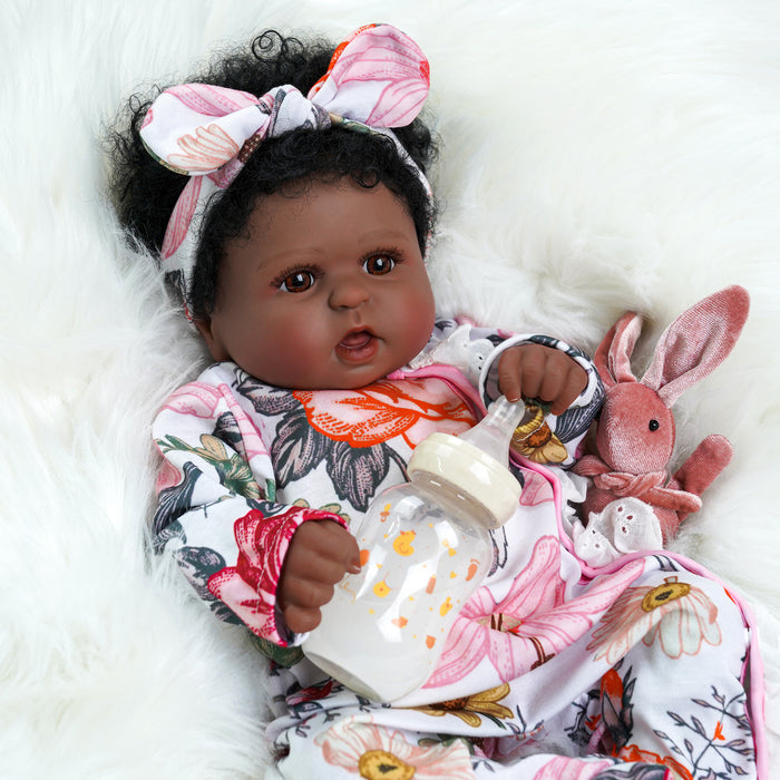 Babeside Realistic 20" Infant American African Floral Suit Reborn Baby Doll Girl Kimi