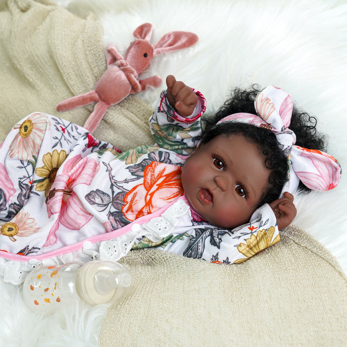 Babeside Realistic 20" Infant American African Floral Suit Reborn Baby Doll Girl Kimi