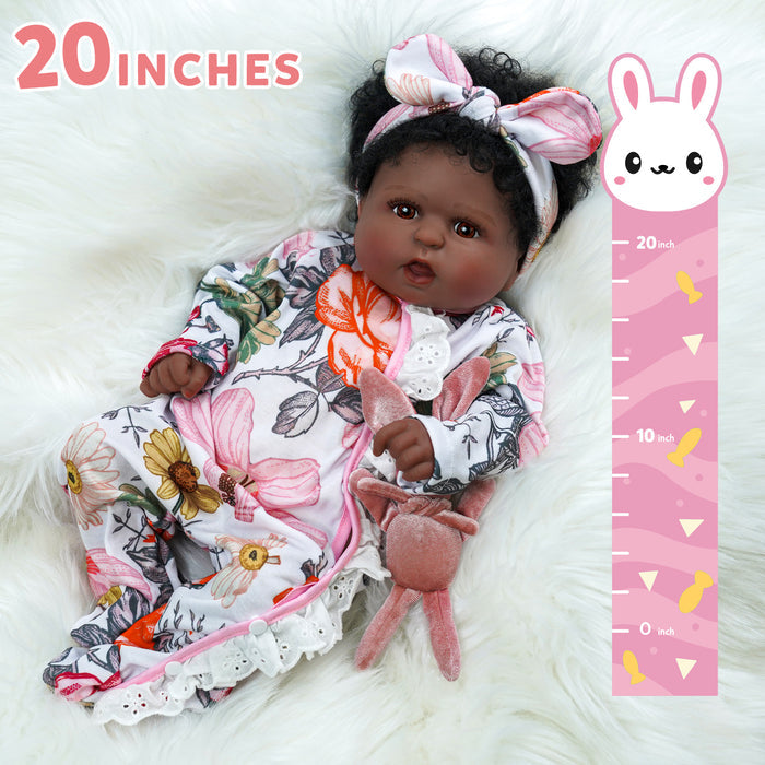 Babeside Realistic 20" Infant American African Floral Suit Reborn Baby Doll Girl Kimi