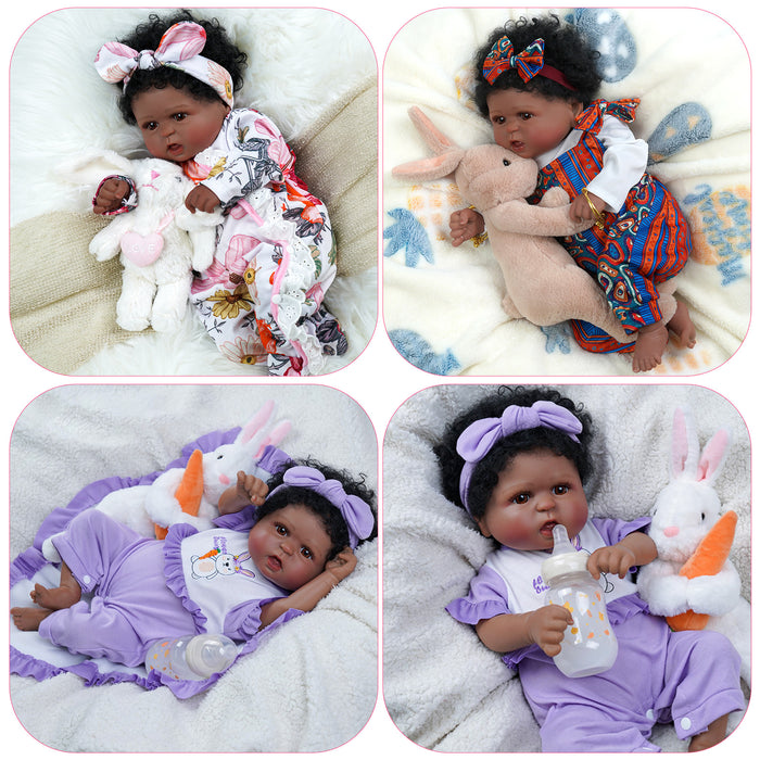 Babeside Realistic 20" Infant American African Floral Suit Reborn Baby Doll Girl Kimi