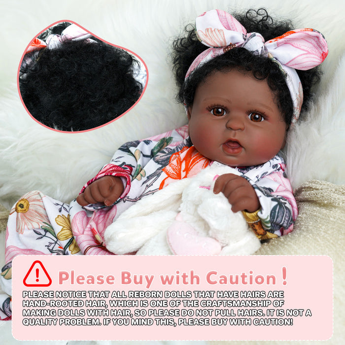 Babeside Realistic 20" Infant American African Floral Suit Reborn Baby Doll Girl Kimi