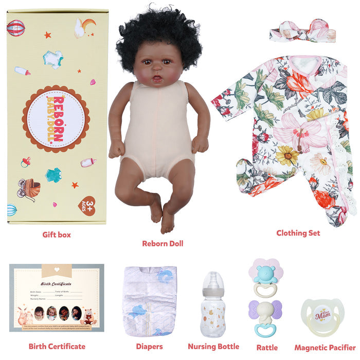 Babeside Realistic 20" Infant American African Floral Suit Reborn Baby Doll Girl Kimi