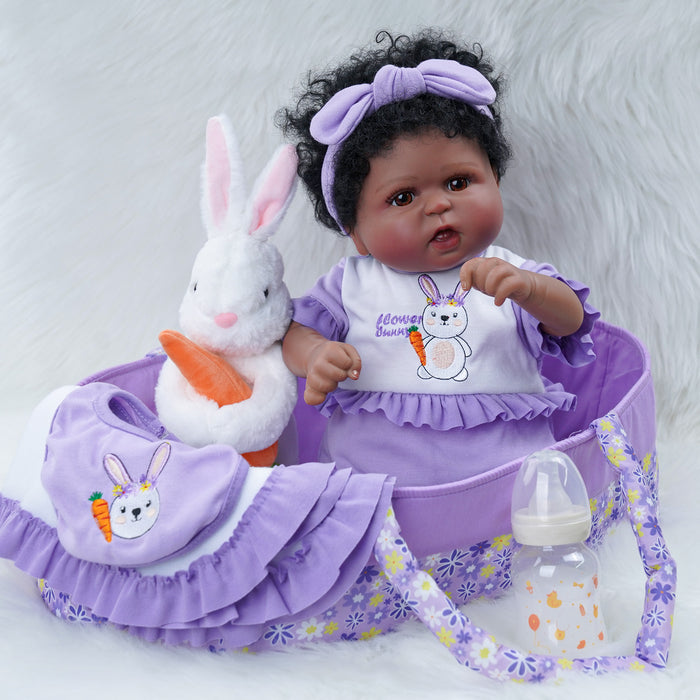 Babeside Realistic 20" Infant American African Purple Set Reborn Baby Doll Girl Kimi