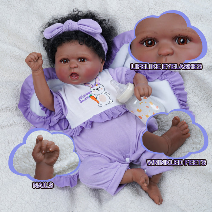 Babeside Realistic 20" Infant American African Purple Set Reborn Baby Doll Girl Kimi