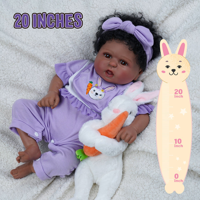 Babeside Realistic 20" Infant American African Purple Set Reborn Baby Doll Girl Kimi
