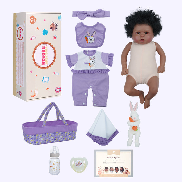 Babeside Realistic 20" Infant American African Purple Set Reborn Baby Doll Girl Kimi