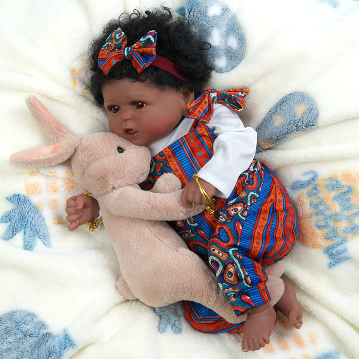 Babeside Realistic 20" Infant American African Red Suit Reborn Baby Doll Girl Kimi