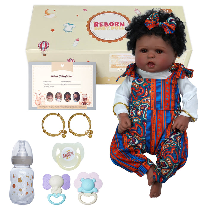 Babeside Realistic 20" Infant American African Red Suit Reborn Baby Doll Girl Kimi