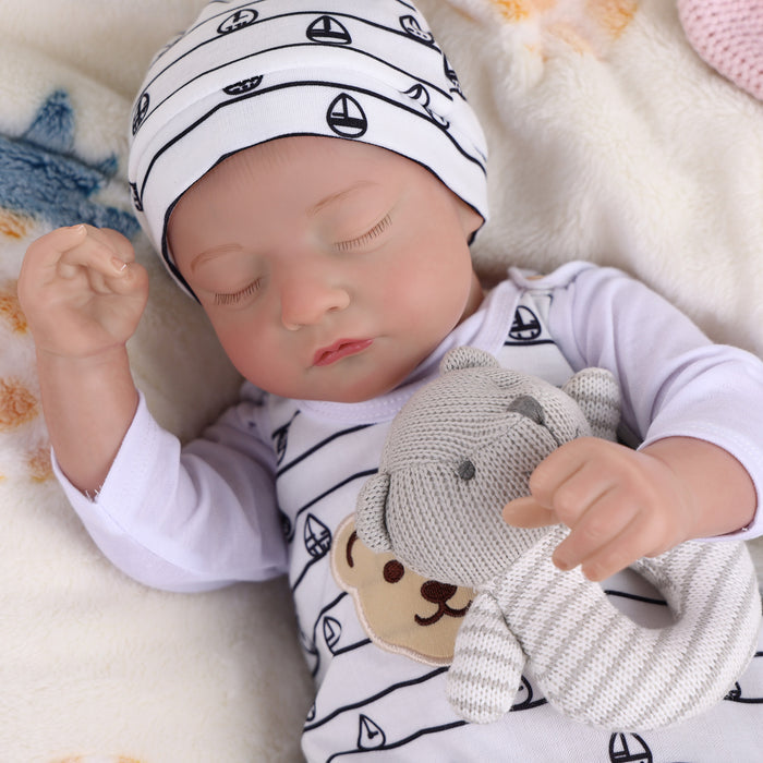 Babeside Realistic 20" Infant Baby Doll Boy Star White Striped Bear Sling