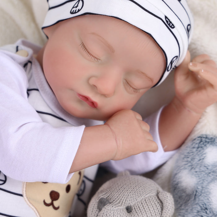 Babeside Realistic 20" Infant Baby Doll Boy Star White Striped Bear Sling