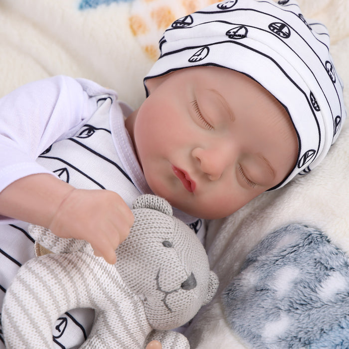 Babeside Realistic 20" Infant Baby Doll Boy Star White Striped Bear Sling