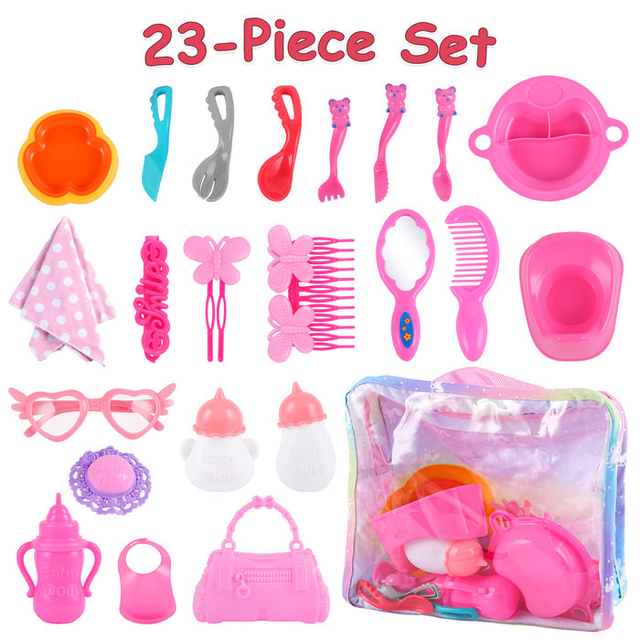 Babeside Reborn Baby Dolls 23pcs Baby Doll Feeding Accessories