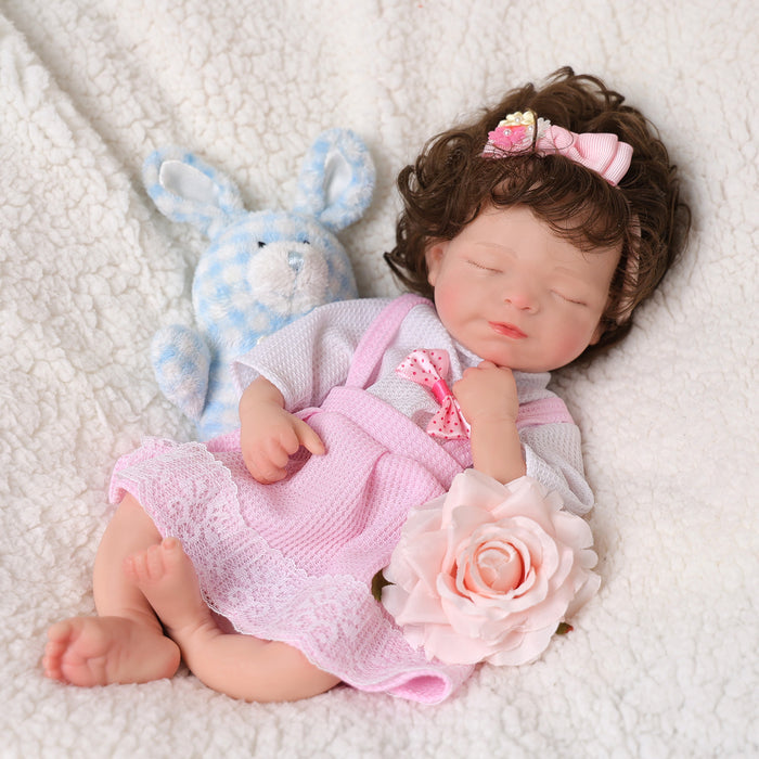 Babeside Ruby 12'' Full Silicone Reborn Baby Doll Lovely Girl with Pink Lace Dress(Pre-Order, Ship Date: March 10）