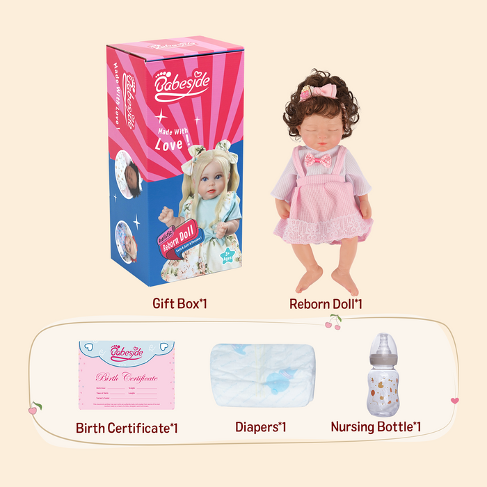 Babeside Ruby 12'' Full Silicone Reborn Baby Doll Lovely Girl with Pink Lace Dress(Pre-Order, Ship Date: March 10）